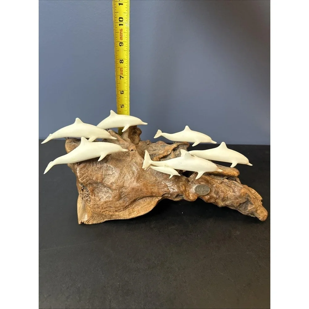 John Perry Pod Of‎ 7 Dolphins On Wood.